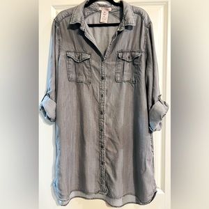Philosophy grey wash jean button up dress